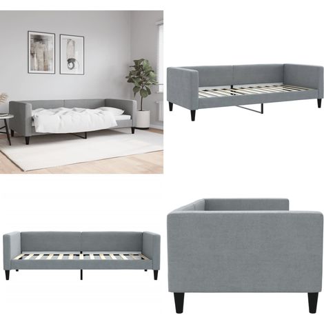 Tagesbett Hellgrau 90x200 cm Stoff - Schlafsofa - Bettcouch - Gästebett - Wohnzimmermöbel - Schlafzimmermöbel - Home & Living (1/5)