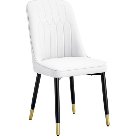 Set di 2 sedie da pranzo moderne in PU bianco con gambe in metallo nero MODENUIT (1/5)