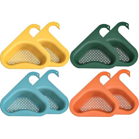 8 Pièces Passoire Evier, Panier d'évier en Forme de Cygne, Étagère de vidange d'évier Triangulaire étagère Rangement pour égouttoir Cuisine pour Fruits, Légumes, Déchets, Restes