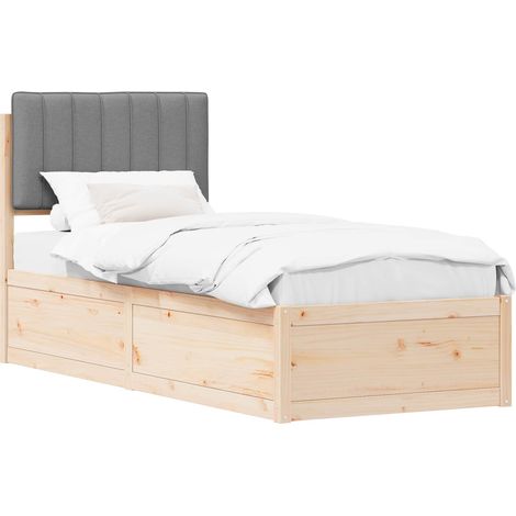 Bed Frame with Upholstered Headboard Light Grey 75 x 190 cm vidaXL (1/5)