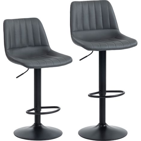 Ensemble de 2 tabourets de bar au design rétro, avec repose-pieds, hauteur réglable, 43 cm x 49,5 cm x 111 cm