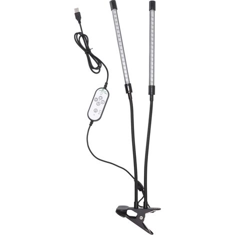 Lampe LED pour plantes intérieures, spectre complet 30W, USB, double tête réglable avec minuterie et pince. (1/5)