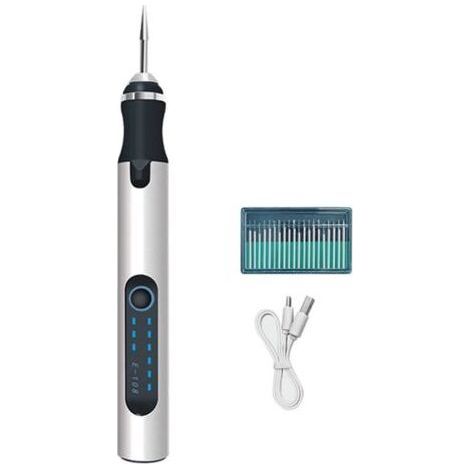 Stylo Graveur Électrique Sans Fil Rechargeable Kit Outil de Meulage pour Art des Ongles et Polissage Argenté (1/5)