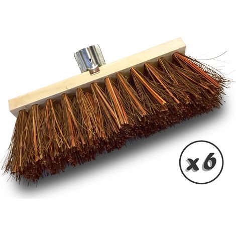 Balai de cantonnier piassava - Spécial goudron et surfaces chaudes - Douille métal boulonnée - Lot de 6 - Sans manche