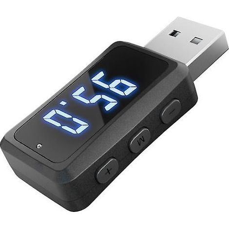 Adaptateur émetteur-récepteur audio FM02 mini USB Bluetooth 5.3 FM avec affichage LED, fréquence réglable de 87,5 à 95 MHz, appels mains libres (1/4)