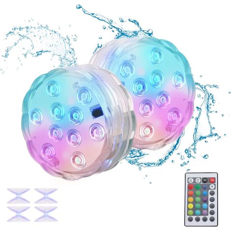 Lumière Piscine, Lumière LED submersible, Lampes sous-Marines Multi-couleur Éclairage LED Étanche Avec Télécommande pour Bases de Vase, Piscine Étang, Aquarium [Classe énergétique A] (1/5)
