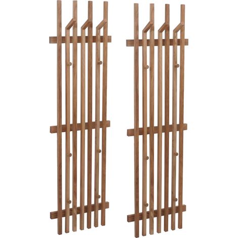 MCA Juego de 2 paneles para guardarropa HHG-394, perchero de pared, barra para guardarropa, perchero de madera, madera maciza 135 x 40 cm, roble (1/5)