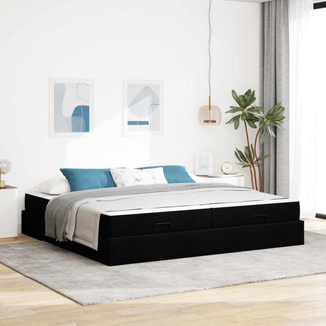 vidaXL Bettgestell mit Matratze mit Matratze 2 pcs Schwarz Stoff (1/5)