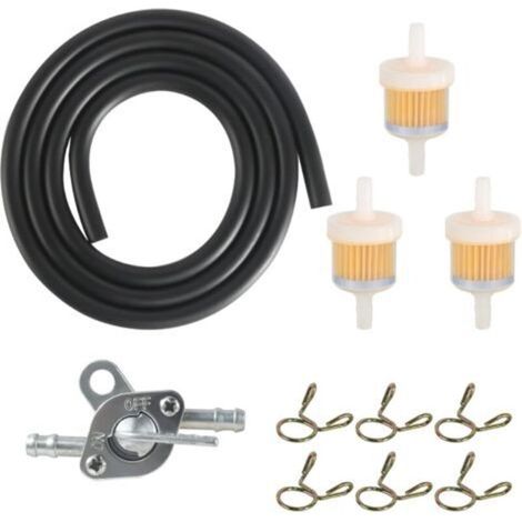 Tuyau de Carburant Kit, Filtre à Carburant à Gaz de Moto avec Filtre à Essence de 3 à 6 mm, Tuyau à Essence de 1 m 6 Colliers de Serrage Filtre à Carburant à Essence (1/5)
