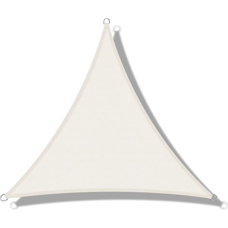 Voile d'ombrage (HDPE) Triangulaire 5 x 5 x 5m Crème Protection des Rayons UV pour Terrasse Camping Extérieur Jardin (1/5)