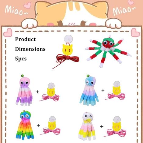 Cat Toy, Plush Toy for Cats Octopus Design, Colourful Toys for Cats Grass with Bell, Can Be Hung Cat Toys for Fun Alone, Interact Toys for Kittens Puppies (1/4)