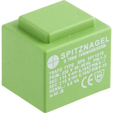 Spitznagel SPK 0312424 Printtransformator 1 x 230 V 2 x 24 V/AC 3 VA 63 mA