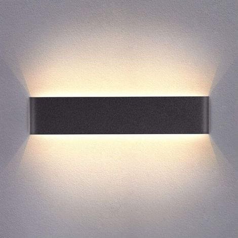 Applique Murale Interieur LED Noir 14W 3000K Lampe Murale Blanc Chaud Moderne Design AC 220V pour Chambre Salon Escalier Couloir Acrylique 40CM (1/4)
