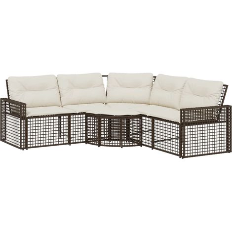 Maison Exclusive - Divano da Giardino a L con Cuscini e Pouf Marrone in Polyrattan