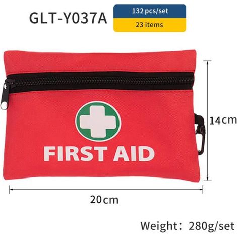 Trousse Premiers Secours - 20 Types D'Articles - 132 Pièces - Pour Camping Voyage Urgence - 20 x 14 cm (1/4)