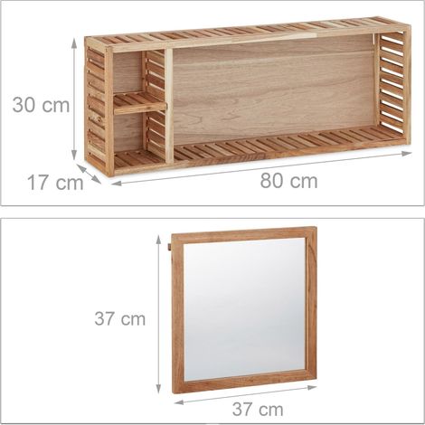 Mensola da parete con specchio scorrevole mobiletto da bagno stile design 80 x 30 x m 3213108