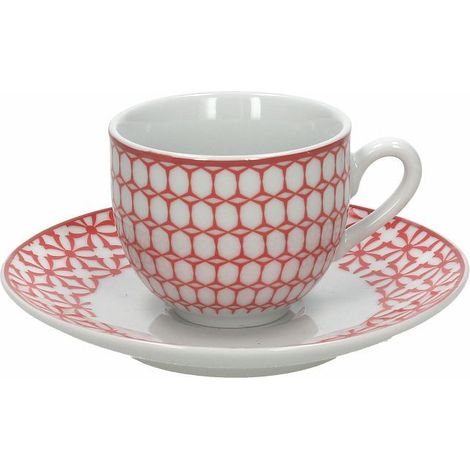 Tognana kubik, set 6 tazze caffè filo rosso, in finissima porcellana (1/2)