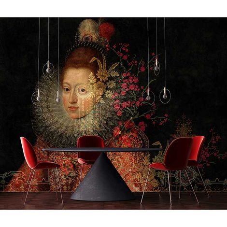 Papier peint panoramique toile célébre Tapisserie panoramique portrait pour salon Papier peint panoramique à motif floral (1/3)