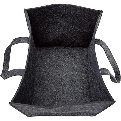 Panier à bûches Relaxdays en feutre, 2 poignées, pliable, porte-journaux, anthracite (1/5)