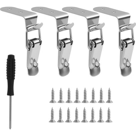4pcs Fermeture à Levier à Pression, Loquet à Bascule à 90 Degrés, Fermoir à Levier pour Caisse à Outil, Loquet à Ressort, Fermeture à Levier Inox, Petite Fermeture pour Menuiserie et Boîtes (1/5)