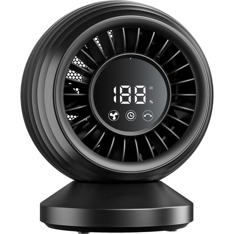 Ventilateur rechargeable (noir, 4000 mAh) avec affichage numérique, fonction de circulation d'air et port USB (1/5)