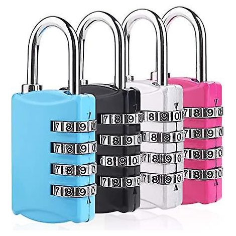 cadenas  Combinaison [lot De 4, Diffrentes Couleurs], Cadenas De Scurit  4 Chiffres, Cadenas  Combinaison Pour Valise De Gym Scolaire (1/5)