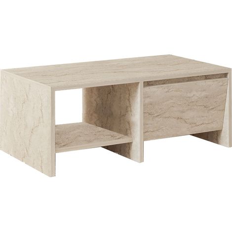 Couchtisch aus Holz "Laris" - 90 x 45 x 35 cm - Travertin