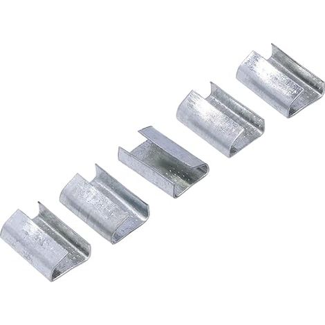 Boucle de cerclage en métal, Serrures de cerclage d'emballage joints pour cerclage en acier Joints ouverts d'emballage en acier galvanisé pour feuillard en plastique de 16 mm (1/5)