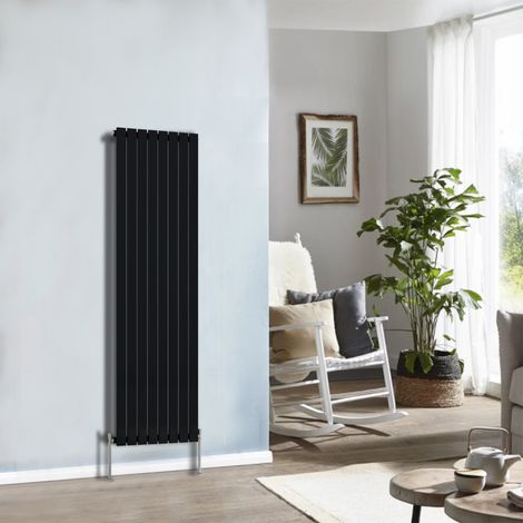 Designer Radiator 1600x544mm Single Flat Panel Vertical Black (1/5)