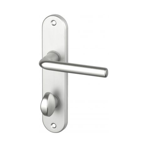 Ouvre&Déco – Ensemble de 2 poignées de porte avec plaque de condamnation – Aluminium anodisé argent – Entraxe 165 mm – Compatible pour portes de 36 à 44 mm - COURCHEVEL