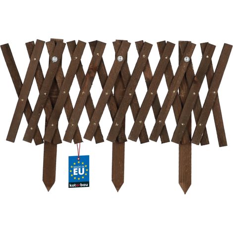 KOTARBAU® Cloture Bois - Bordure de Jardin en Bois à Planter 113 x 30 cm - Ganivelle Extensible - Clôture Bois Exterieur - Barrière en Bois Jardin - Marron (1/4)