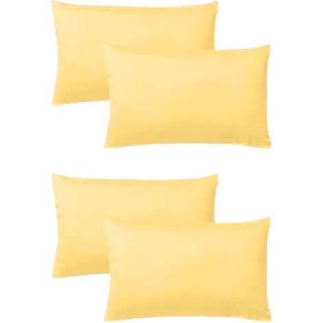 KLULK Set 4 Federe Per Cuscini Per Bambini 40x60 Cm,In Puro Cotone 100% Fibra Naturale In Tinta Unita Giallino, Made In Italy (1/5)