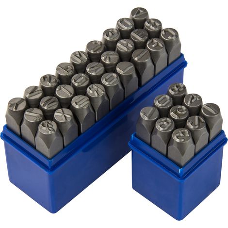 Dema – Set de chiffres et lettres à frapper 10 mm – 36 pièces pour marquage métal, plastique, bois – Hauteur 10 mm, largeur 5 mm