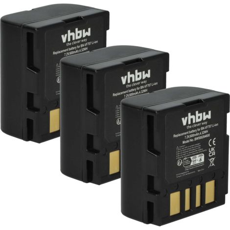 vhbw 3x Akku kompatibel mit JVC GZ-MG77, GZ-MG70, GZ-MG67, GZ-MG60 Videokamera Camcorder (600 mAh, 7,2 V, Li-Ion) (1/5)