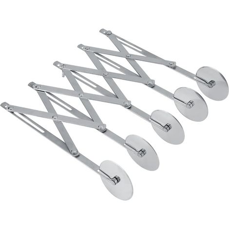 Couteau Escamotable Multi-roue de Pizza d'acier Inoxydable, Couteau Rétractable Multifonctionnel, Coupe-pate Diviseur Antiadhésif, Outils à Rouleaux Latéraux pour Biscuits Gateau(5 Roues) (1/5)