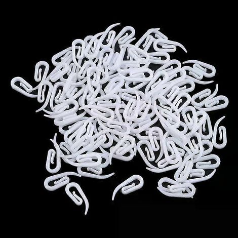 Lot de 100 crochets blancs pour rideaux, tringles et rails - Accessoires pour rideaux - JXLGV (1/5)