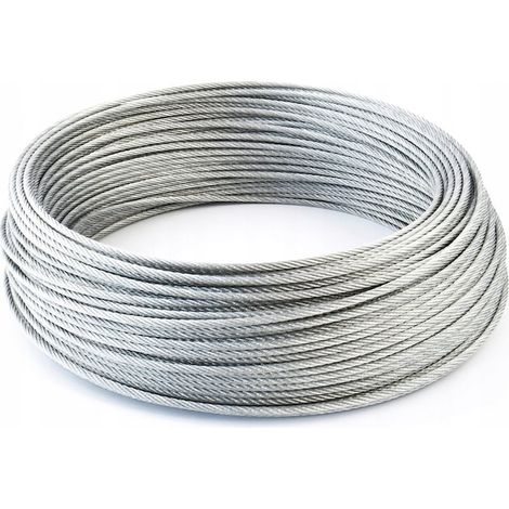 Câble en acier galvanisé, corde textile, 4 mm, 6 x 19, 20 m, argent (1/5)