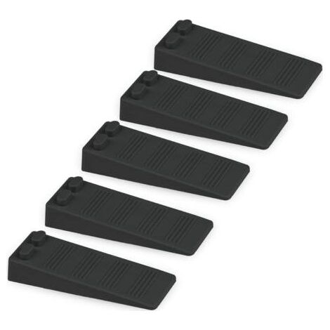 5 pièces cale porte caoutchouc souple, Hauteur Reglable Antidérapante bloc, Non Toxique, Non Odeur arrêt de porte, Protège Sols et Murs, Pour Tapis, Béton, parquets (Noir) (1/5)