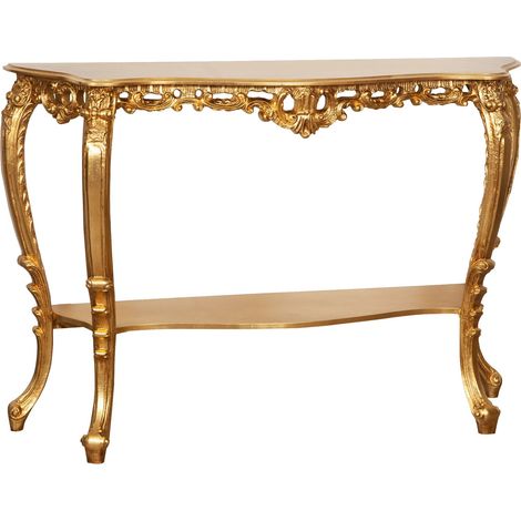 Consolle ingresso shabby 130x36x88 cm Made in Italy Tavolino ingresso stile barocco finitura oro (1/5)