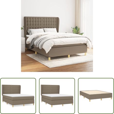 vidaXL Kopfteil - Boxspringbett mit Matratze Taupe 140x200 cm Stoff (1/5)
