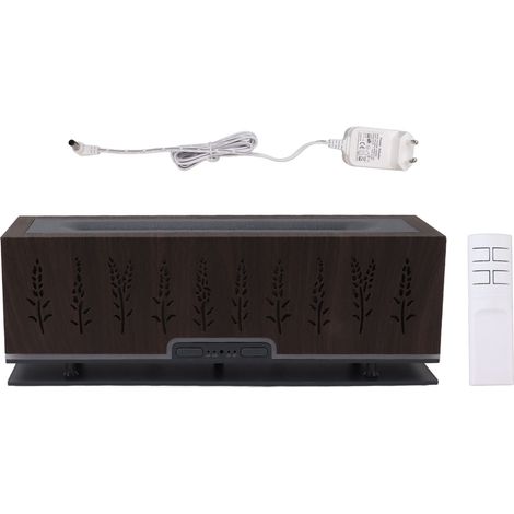 Diffuseur d'arômes à effet flamme, humidificateur d'air, veilleuse 3D ajourée pour la maison et le bureau, 100-240 V, aspect bois foncé, prise européenne (1/5)