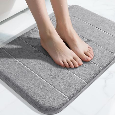 Tappetino da bagno in memory foam, ultra morbido, assorbente e antiscivolo, ad asciugatura rapida e lavabile in lavatrice (grigio, 40x60 cm) (1/5)