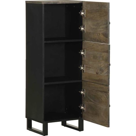 vidaXL Credenza Nera 40x33x110 cm in Legno Massello di Mango