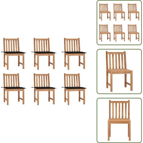 The Living Store Gartenstühle 6 Stk. mit Kissen Massivholz Teak - Holzstühle Garten (1/5)