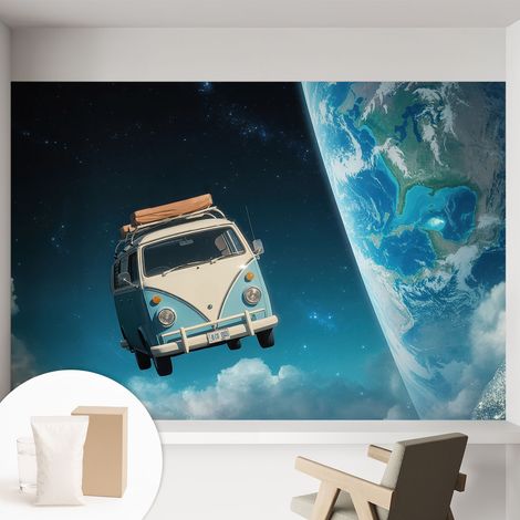 Papier peint intissé classique moderne pour salon et chambre à coucher Décoration rapide avec colle Voyage dans l'espace 152x104 cm (1/5)