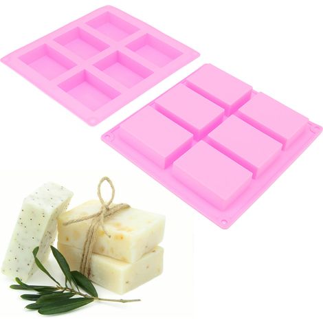 Moule à savon 6 cavités, moule à savon gâteau, moule à savon en silicone à motif en relief, outil de cuisson en silicone, rose (1/5)