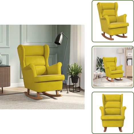 Comfort - vidaXL Sedia a dondolo con schienale alto in velluto giallo - Poltrona da soggiorno