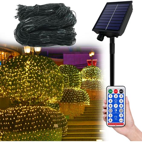 AUFUN Filet Lumineux Solaire LED 8 Modes pour Jardin Décoration Noël 6x2M Blanc (1/5)