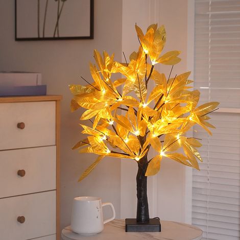 Arbre Lumineux - Arbre À Argent LED Doré - Décoration Intérieure Pour Maison Bureau - 60 cm - Alimentation USB Ou Piles - 1 Pièce (1/5)