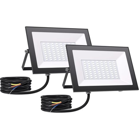 Projecteur LED Extérieur 50W, 5000LM Superlumineux, 6500K Blanc Froid, IP65 Étanche Spot LED Extérieur, Économie d'Énergie, Installation Flexible pour Jardin, Terrasse et Sécurité, 2 Pièces